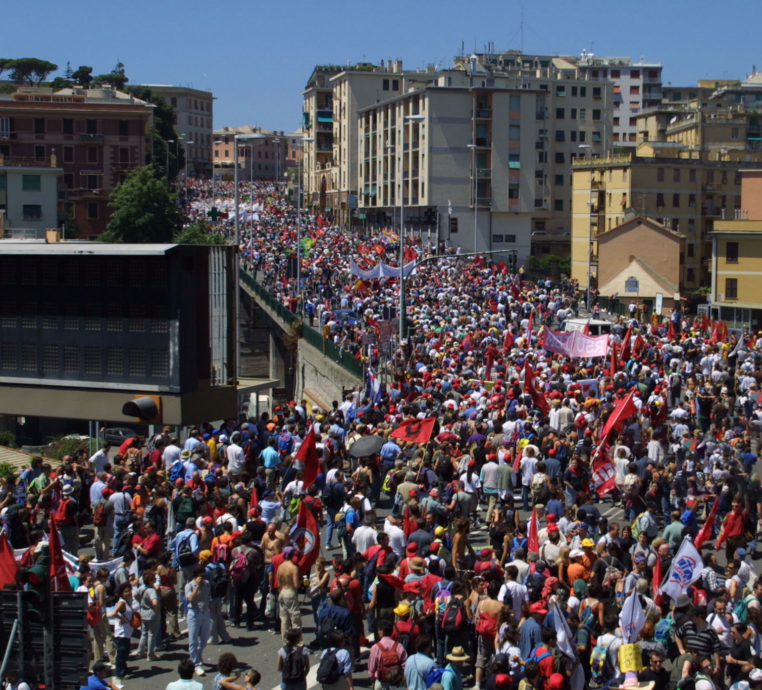 300,000 people march through Genoa on Saturday 21 July 2001 PHOTO: Getty Images
