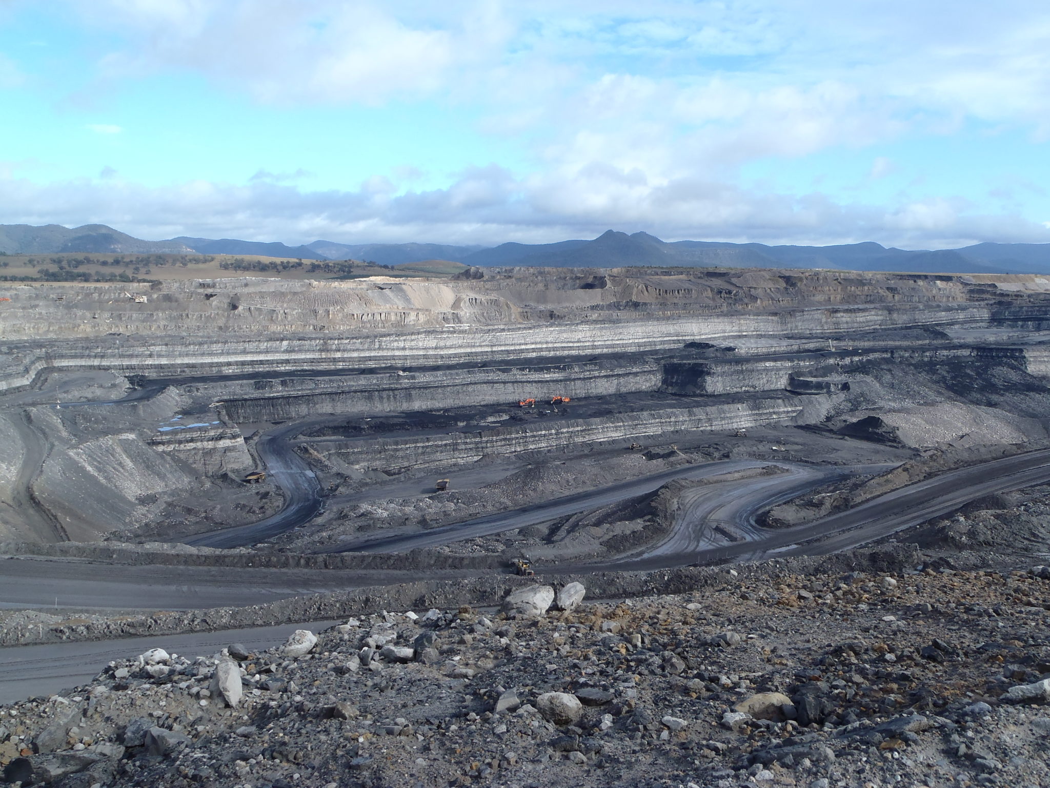 An open cut coal mine at South Bulga in the Hunter Valley