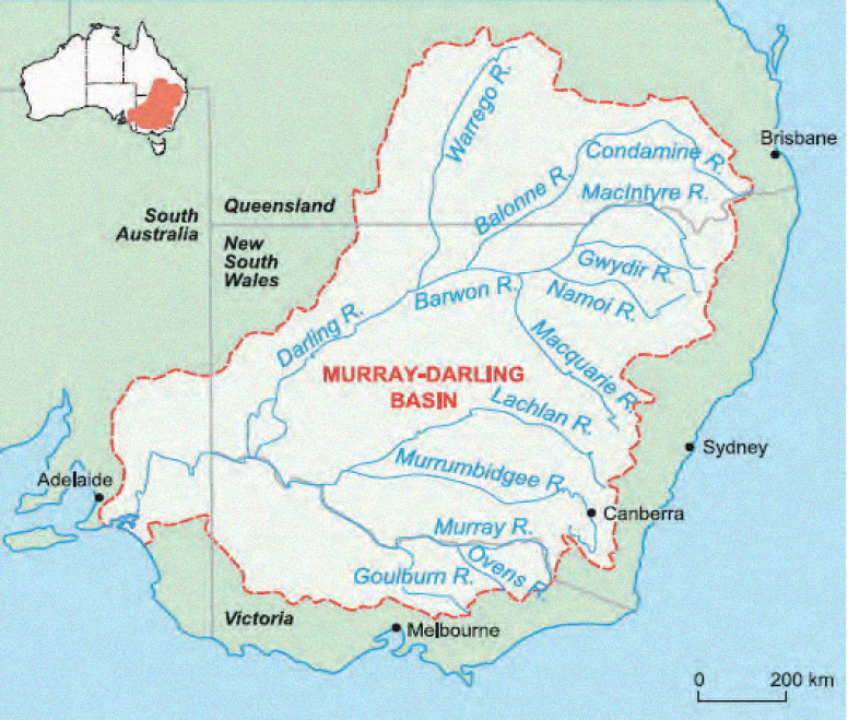 darling river on world map