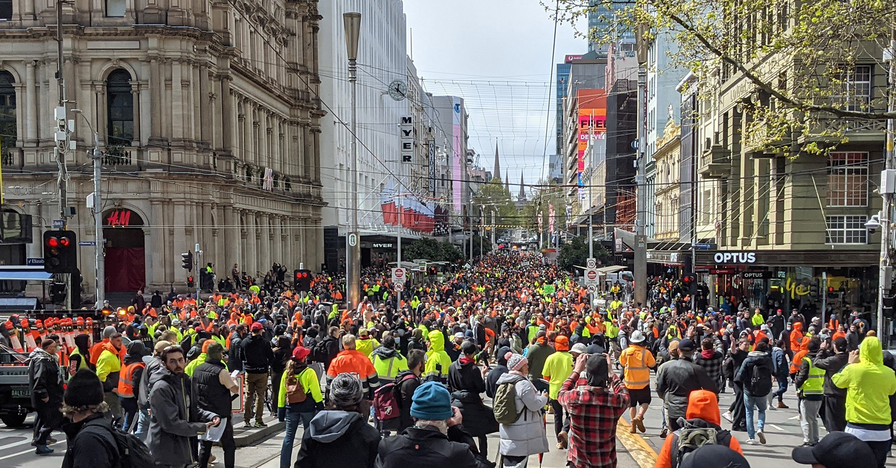 Protesters occupy Bourke St Mall in Melbourne's CBD