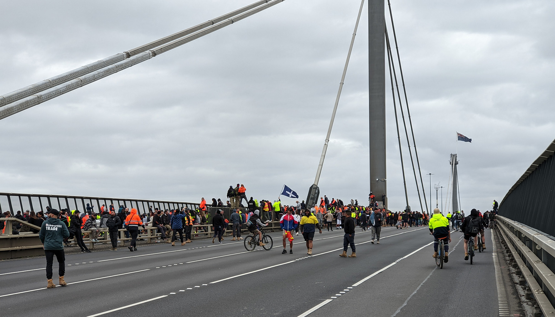 Protesters on top of the Westgate Bridge
