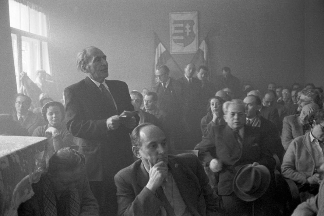 A meeting of the Writers' Union in December 1956. It was dissolved in 1957 after the defeat of the revolution. (Erich Lessing/Magnum)